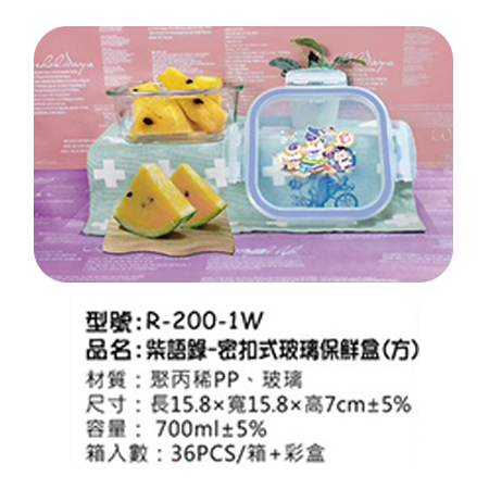 柴語錄 密扣式玻璃保鮮盒(方)